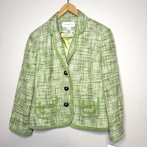 NWT Vintage Liz Claiborne Women's The New Lady Tweed Blazer 8 Green Jacket